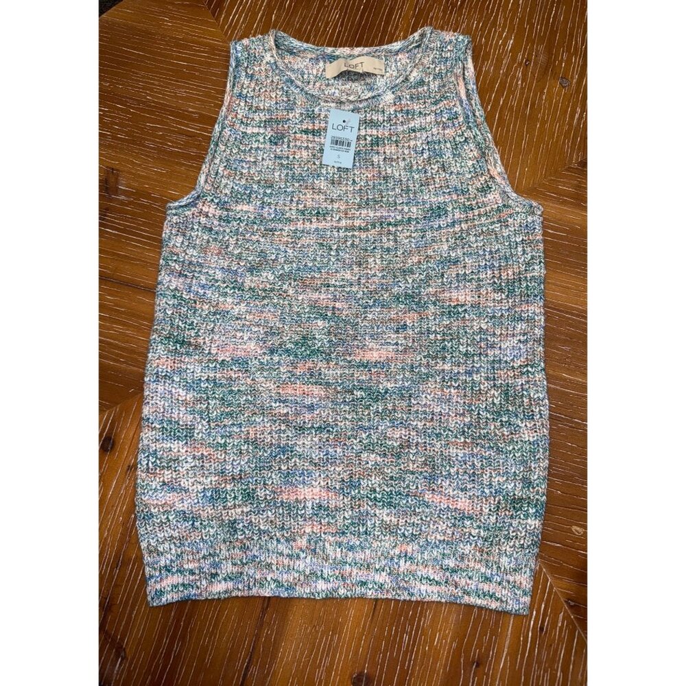 Loft Multicolor Knit Tank Top Sleeveless Lightweight Size PL